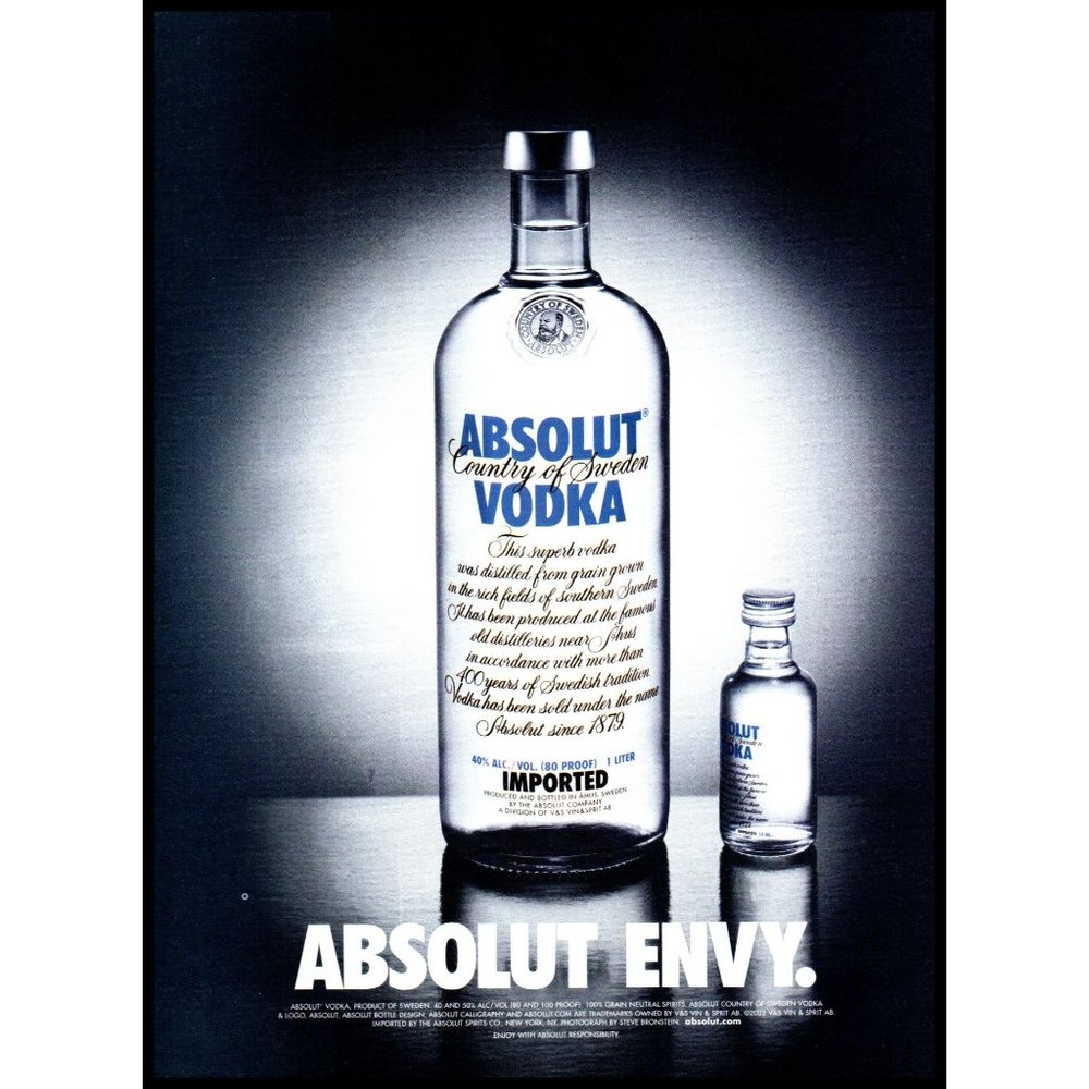 2002 Absolut Vodka Vintage Print Ad Absolut Envy Mini Bottle Wall Art Photo